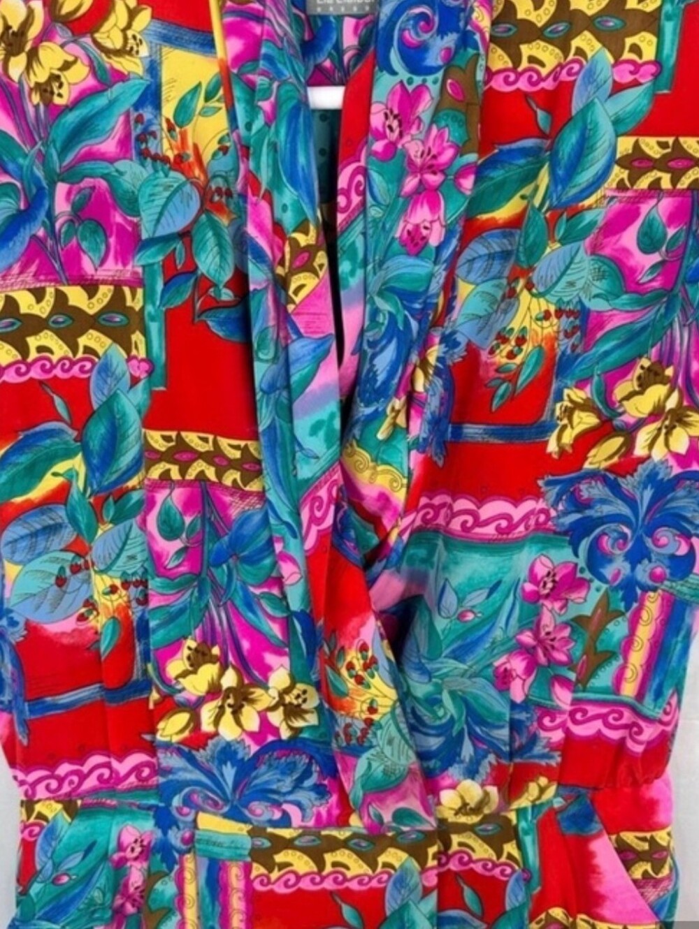 Liz Claiborne Rare Bold Tropical Print Dress - Red, Pink, Blue, Yellow size 16